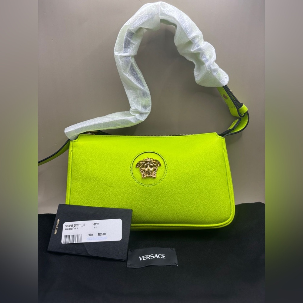 Versace Vibrant Lime Shoulder Bag Authentic $925 Retail Plus